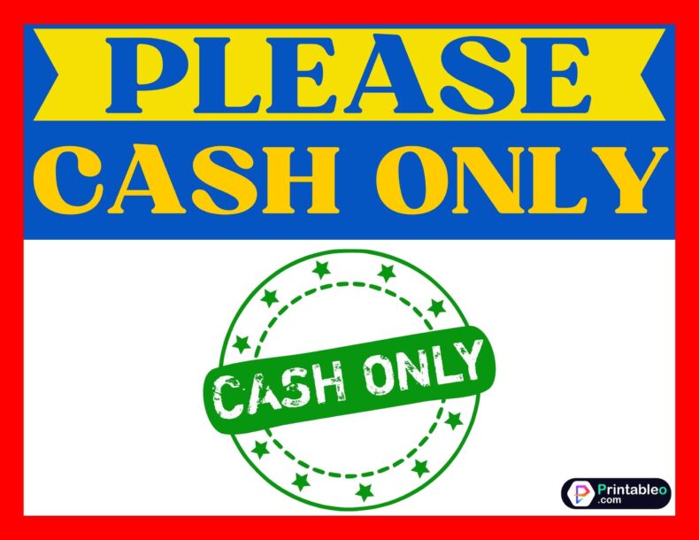 Cash Only Please Sign