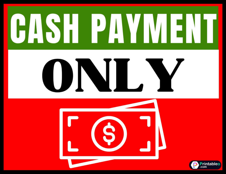 Cash Payment Only Sign