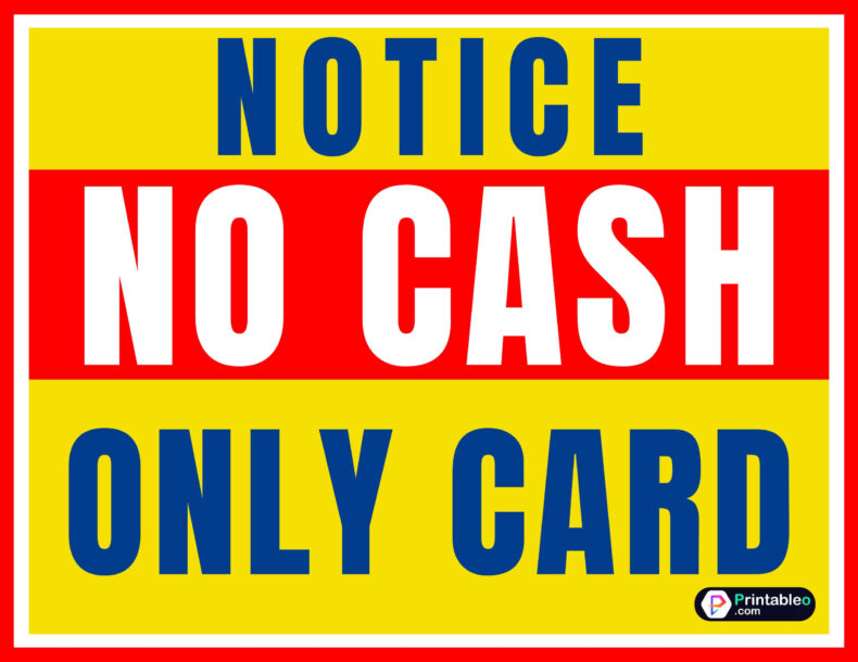 No Cash Only card sign