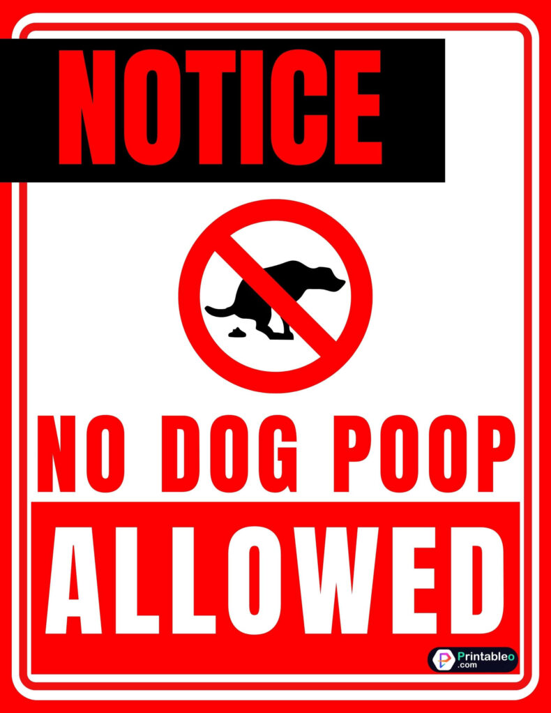 No Dog Poop Allowed Sign