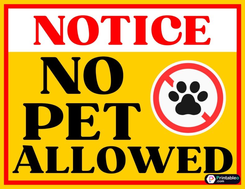 No Pet Allowed Sign