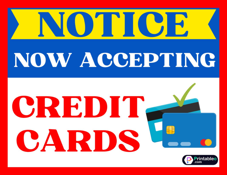 Now Accepting Credit Cards Sign