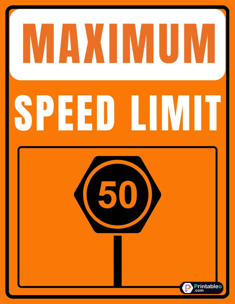 Orange Speed Limit Sign