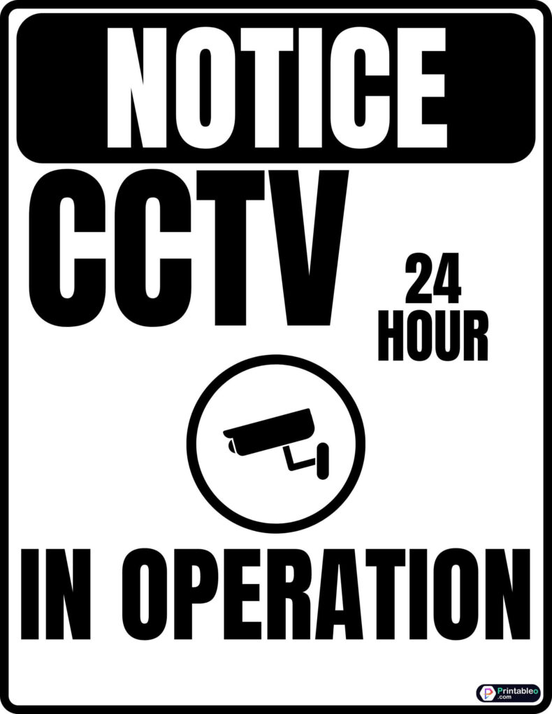 Printable 24 Hour CCTV Signs