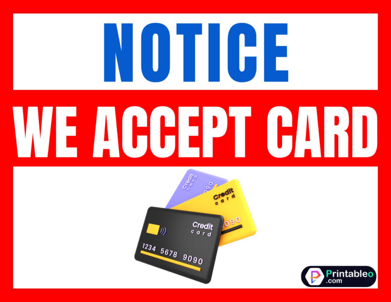 We Accept Card Sign