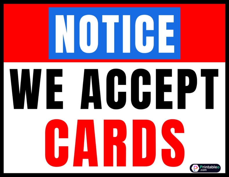 We Accept Cards Signs