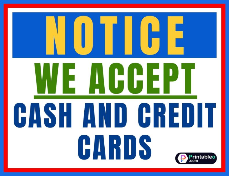 We Accept Cash And Credit Cards Sign