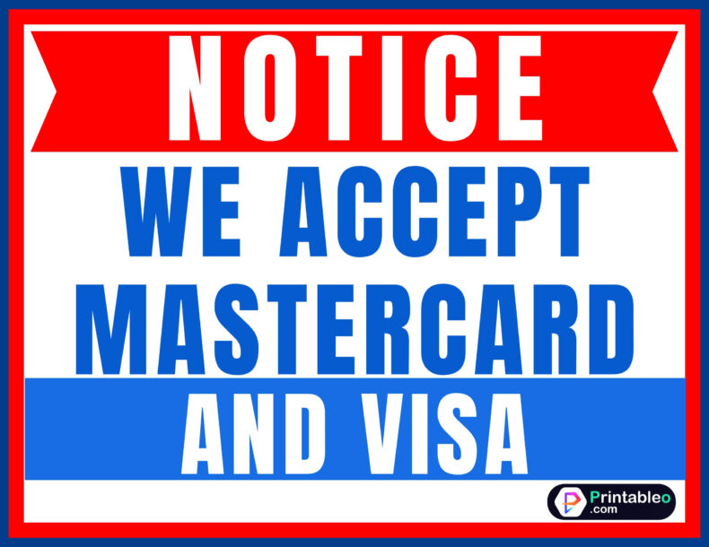 We Accept Mastercard And Visa Signs