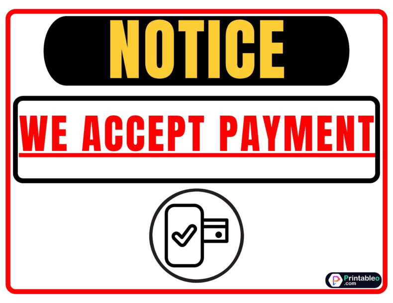 We Accept Payment Sign