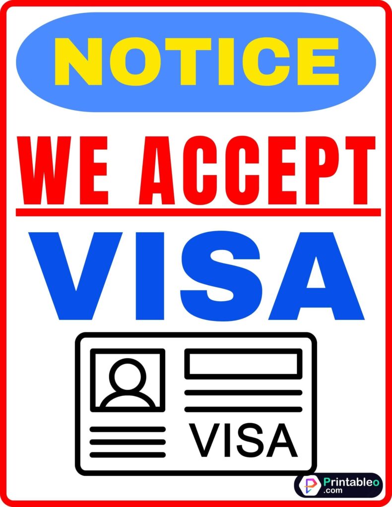 We Accept Visa Sign