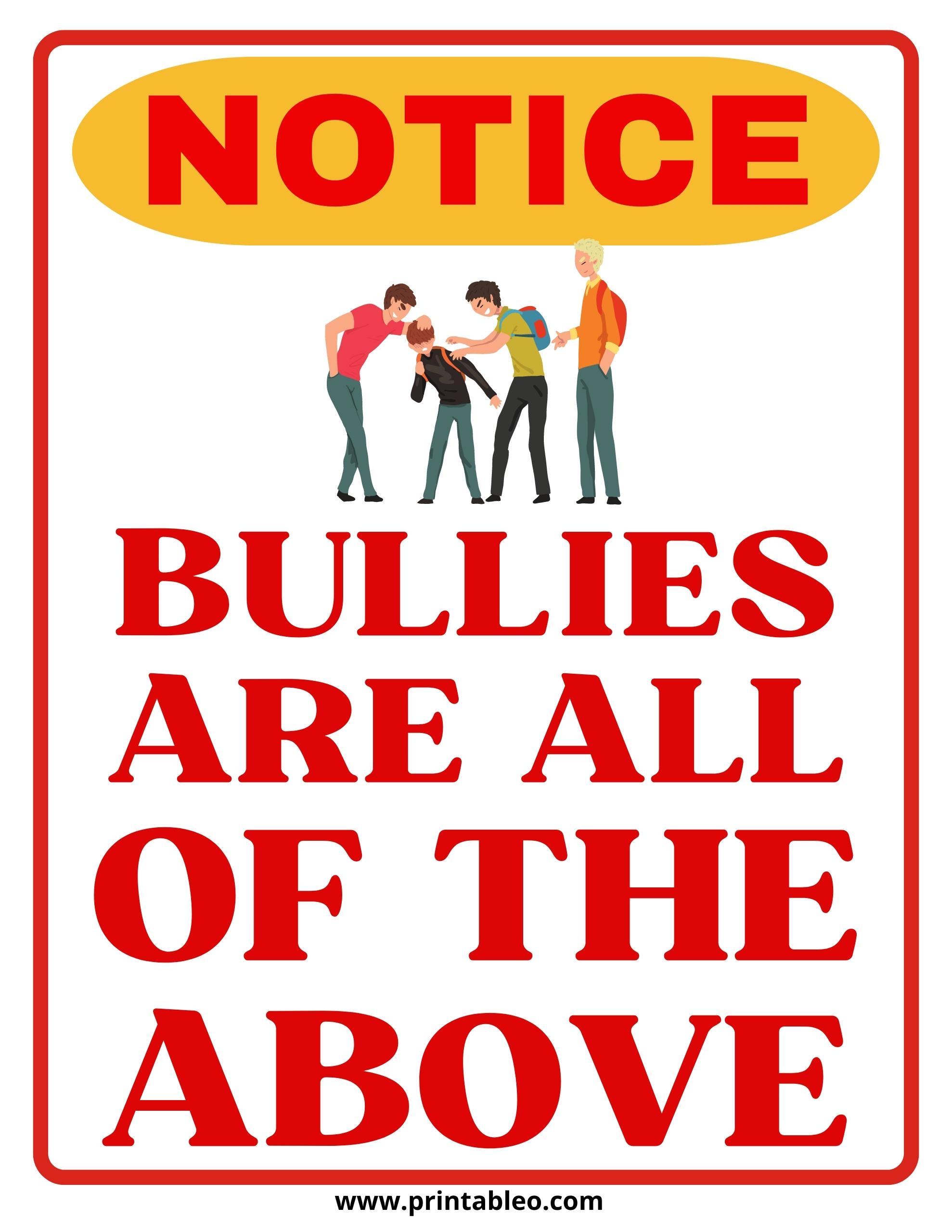 20+ Printable Stop Bullying Signs To Spread Awareness