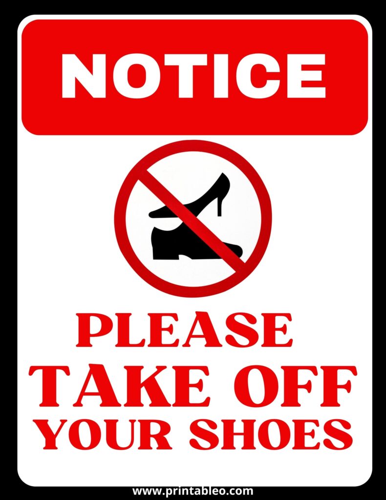 53 Printable Please Remove Your Shoes Sign