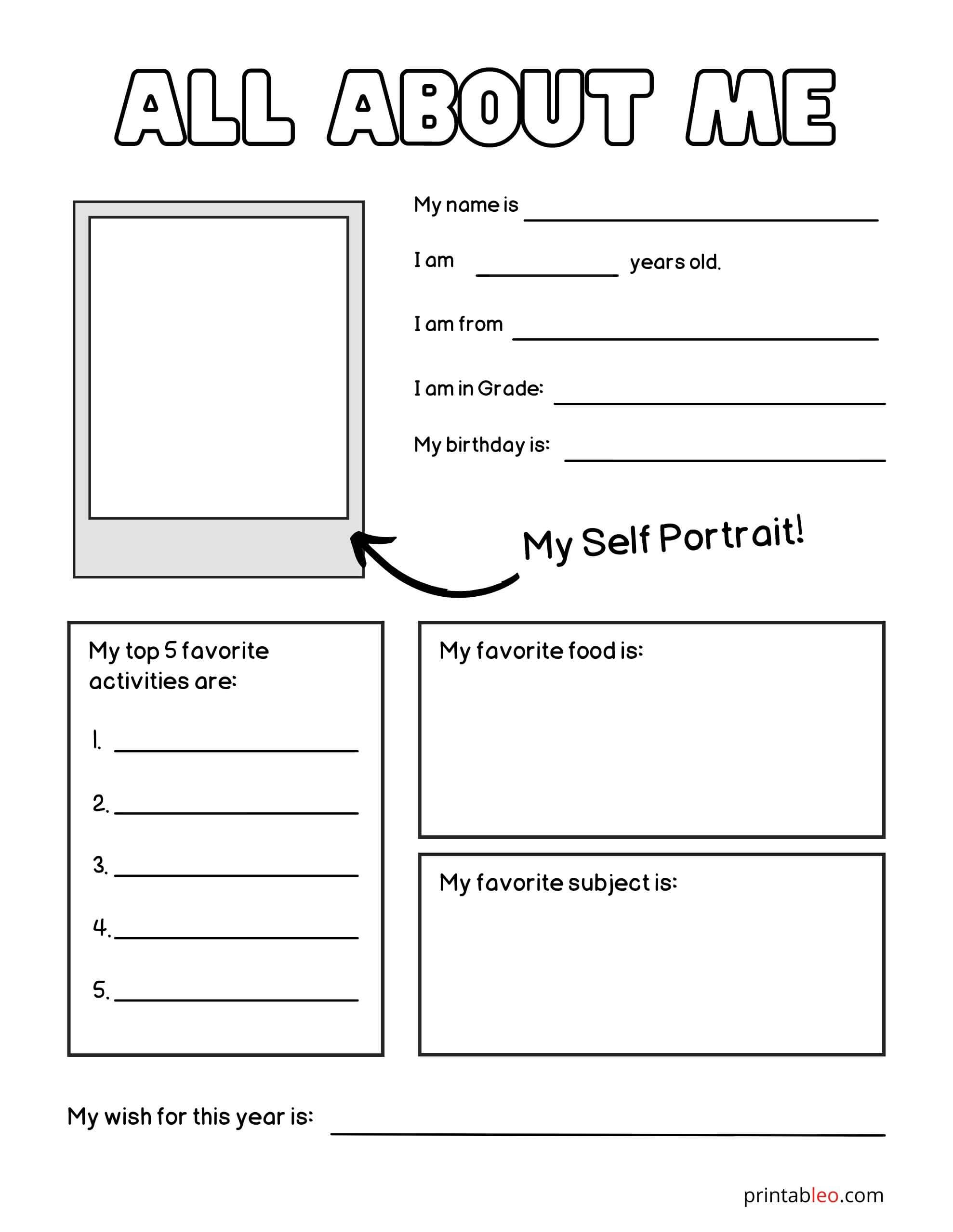 25+ Printable All About Me Worksheets - Printableo.Com