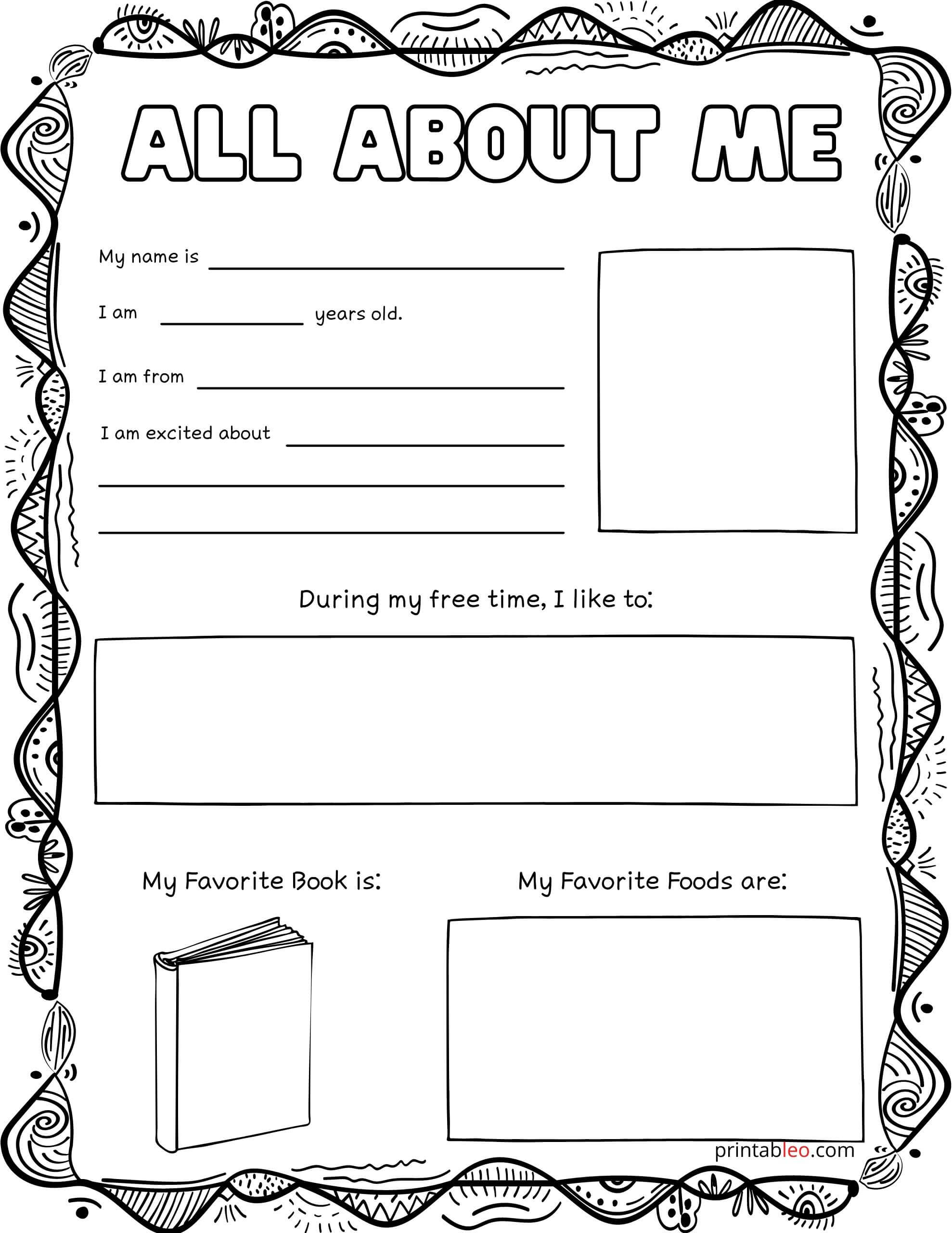 25+ Printable All About Me Worksheets - Printableo.Com