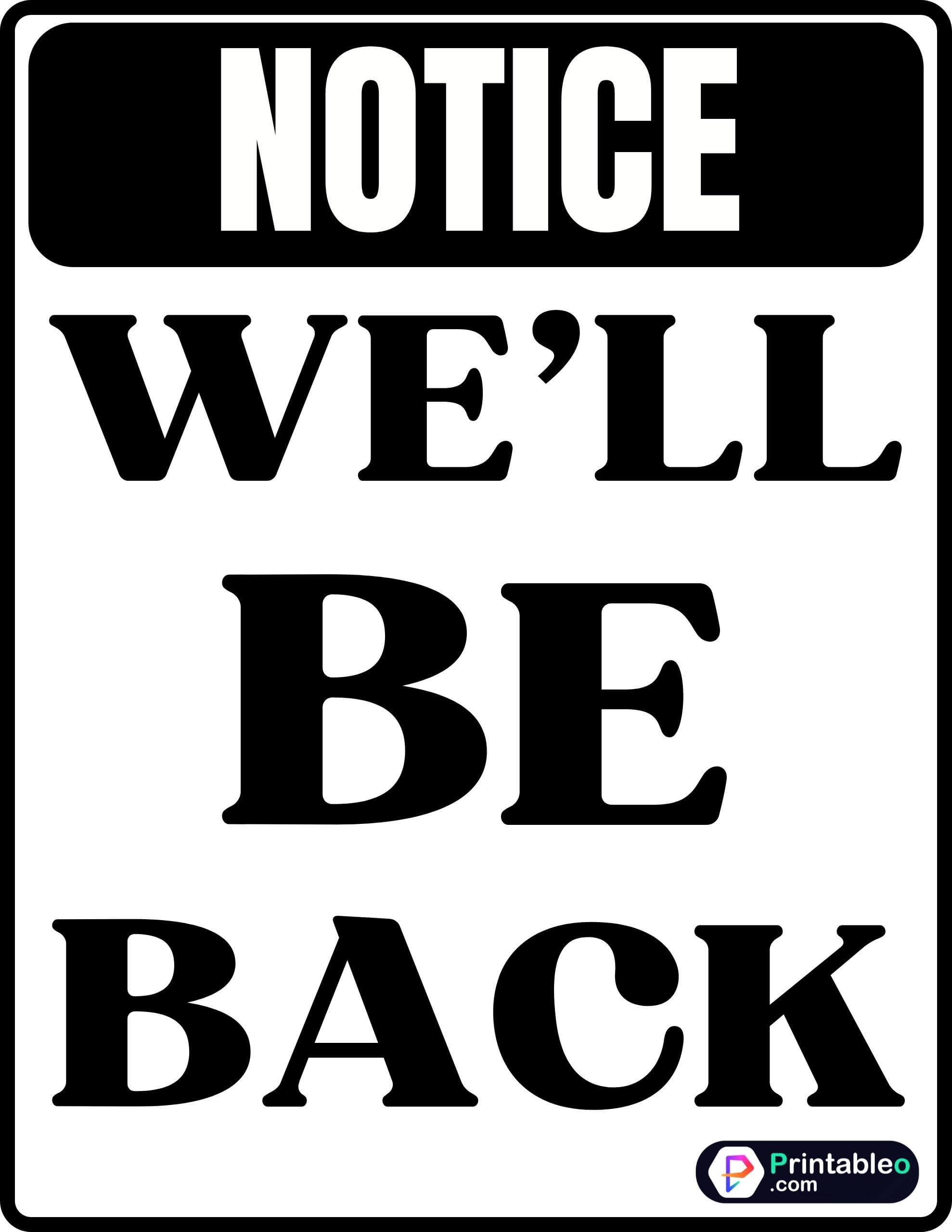 25+Printable Be Back Soon Sign Download FREE PDFs