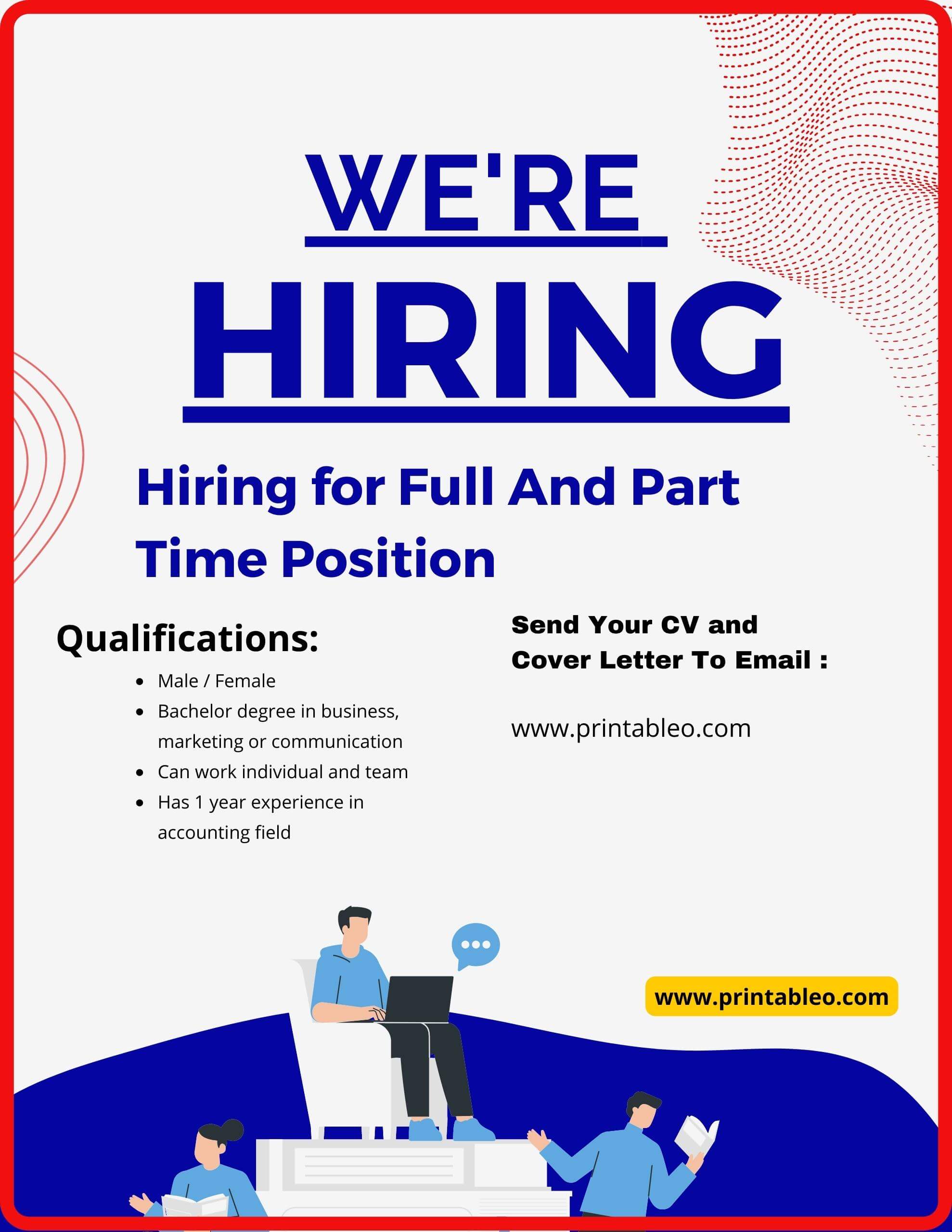 20+ Printable Hiring Sign | (Part Time, Full Time, Walk In)