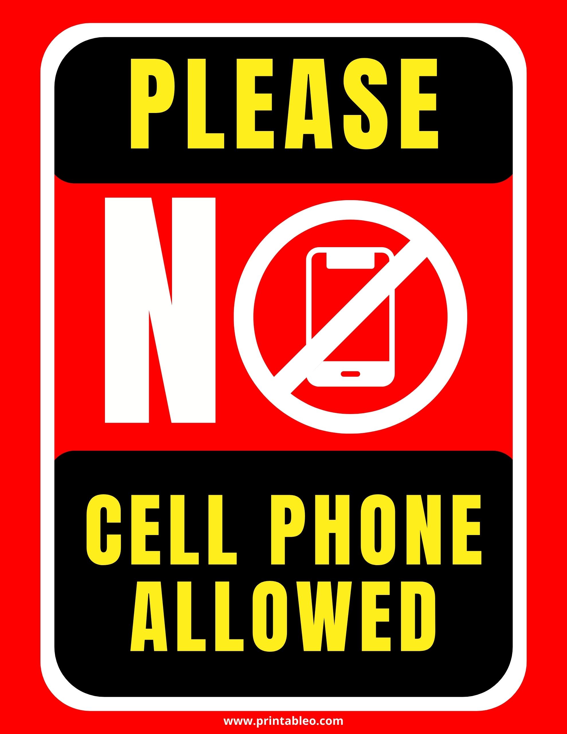 Printable No Cell Phone Signs Download Free Pdfs