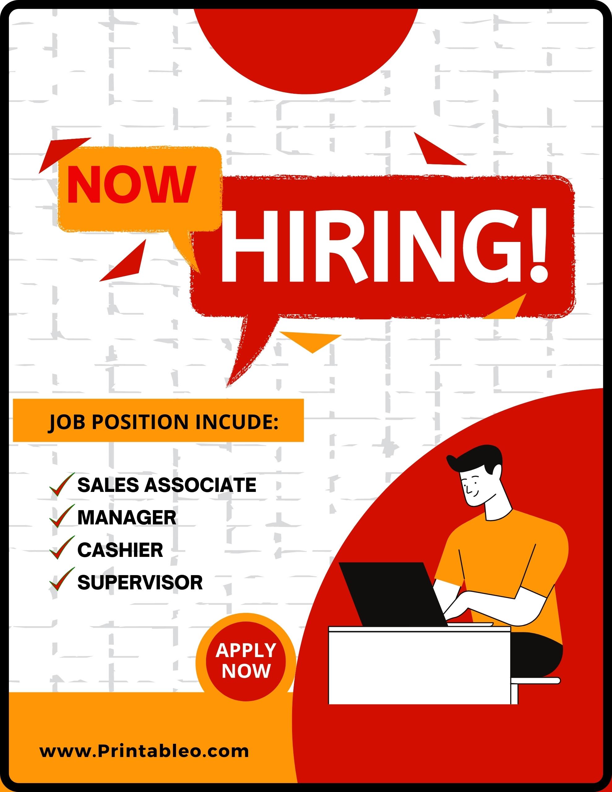 20+ Printable Hiring Sign (Part Time, Full Time, Walk In)