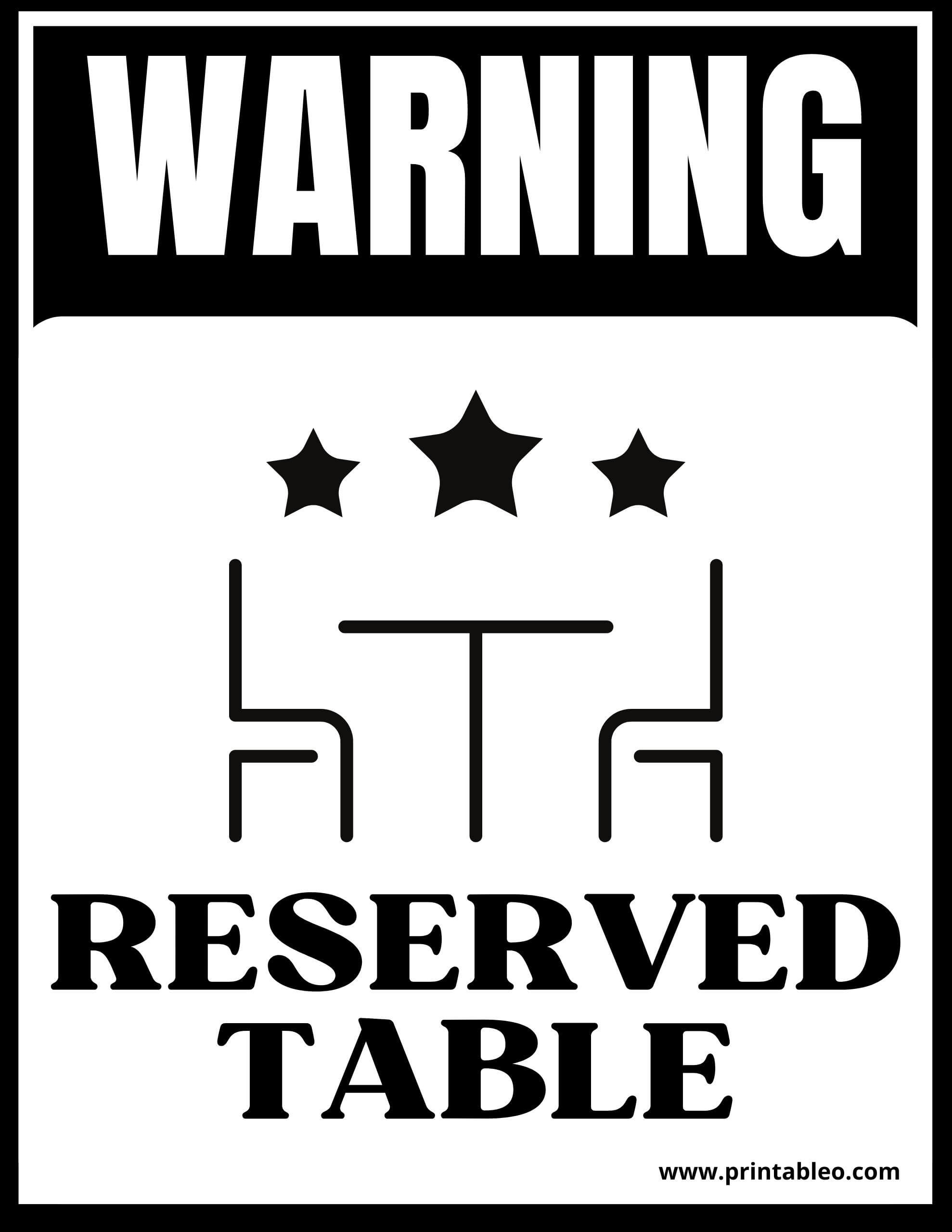 13 + Table Reserved Sign Download Free Printable PDFs