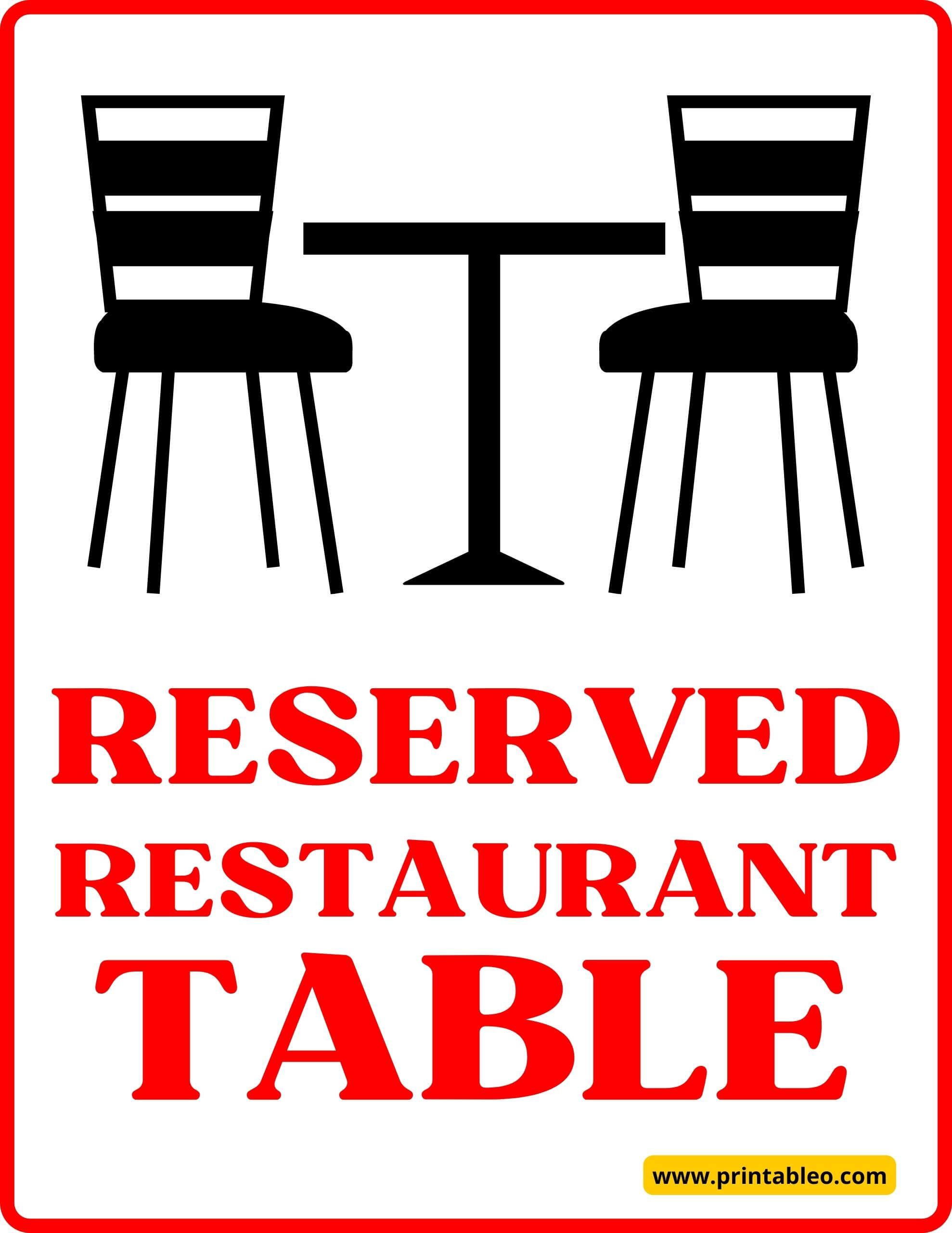 13 + Table Reserved Sign | Download Free Printable PDFs