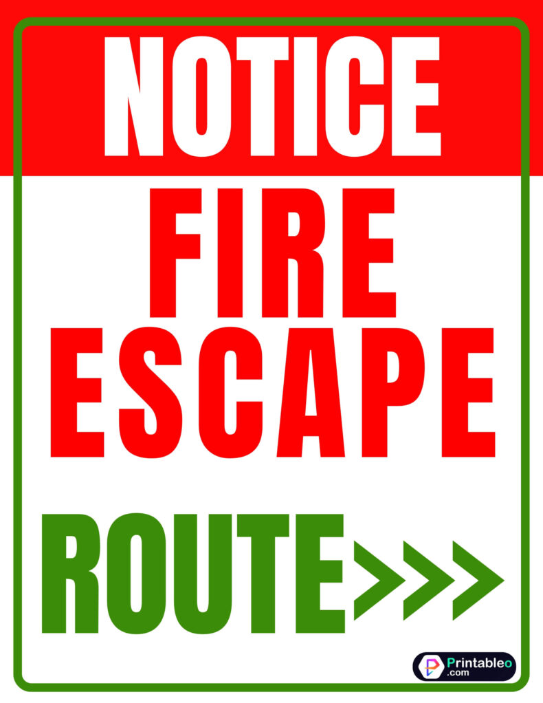 15+ Fire Escape Sign | Printable PDF - Printableo.Com